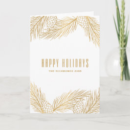 Guld- Pinecones och gräsnålarhelgdag Helgkort
