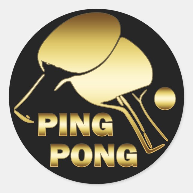 GULD PING PONG RUNT KLISTERMÄRKE (Framsida)