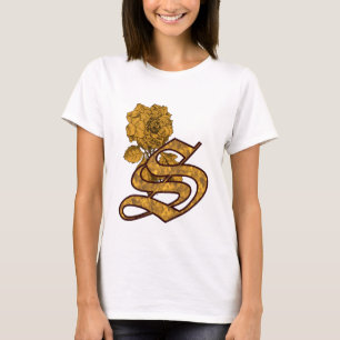 Guld Pion Elegant Monogram Initial S T-shirt