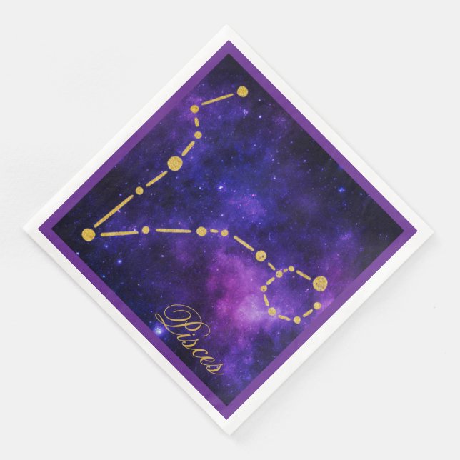 Guld Pisces Constellation on Mörk Galaxy | Pappersservett (Hörn)