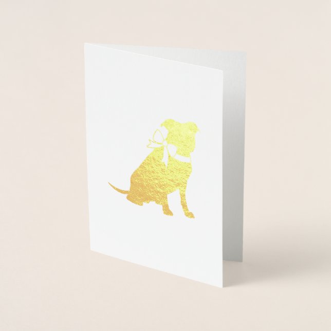 Guld Pit Bull Dog Baby Shower Pitbull Folierat Kort (Framsida)