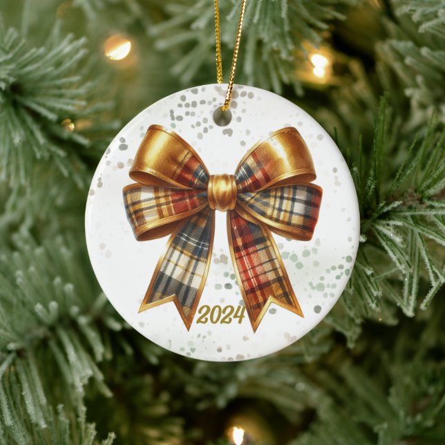 Guld Plaid Julbåge Årsaccent Julgransprydnad Keramik (Träd)