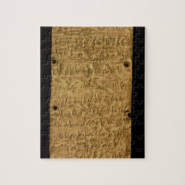 Guld pläterar med Phoenicianinskrift, från Santa Pussel (Vertikal)