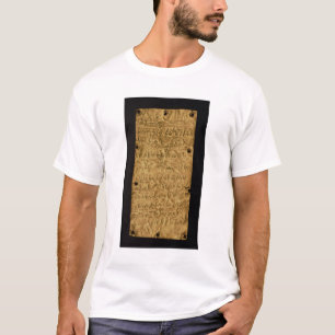 Guld pläterar med Phoenicianinskrift, från Santa T Shirt