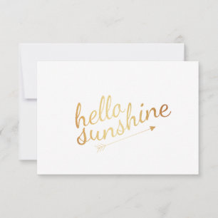 Guld-platta anteckningskort Hej Sunshine Inbjudningar
