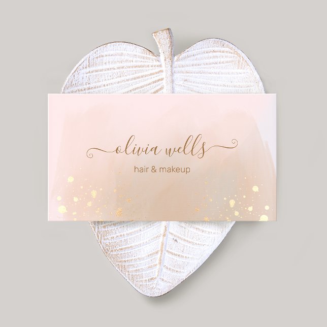 Guld-platterskript Tan Abstrakt vattenfärg Visitkort (Skapare uppladdad)