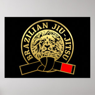 Guld Plattformad Brasiliansk Jiu-Jitsu Black Bälte Poster