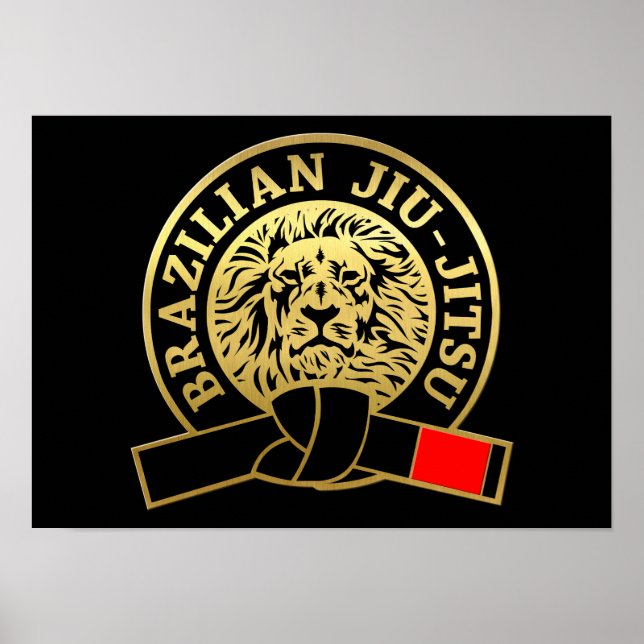 Guld Plattformad Brasiliansk Jiu-Jitsu Black Bälte Poster (Framsidan)