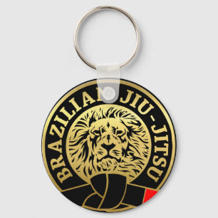 Guld Plattformad brasiliansk Jiu Jitsu Lejonare Nyckelring