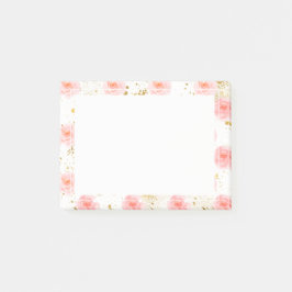Guld Plattformar Rosa ros Vattenfärg Post-it Block