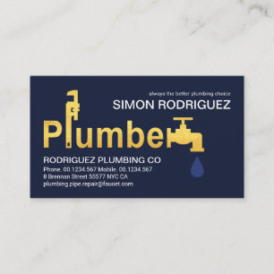 Guld Plumber Wrench Faucet-signal Visitkort