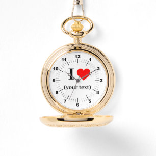 Guld Pocket Watch - Anpassningsbar I Heart Armbandsur