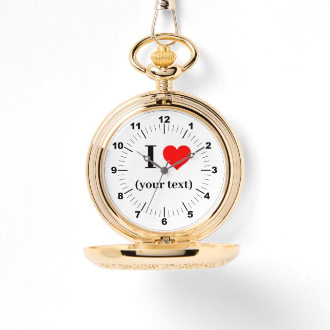 Guld Pocket Watch - Anpassningsbar I Heart Armbandsur (Framsida)