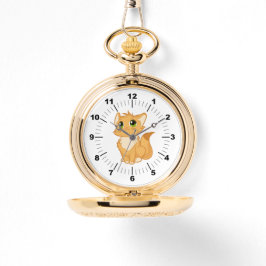 Guld Pocket Watch - Cute Cat Armbandsur