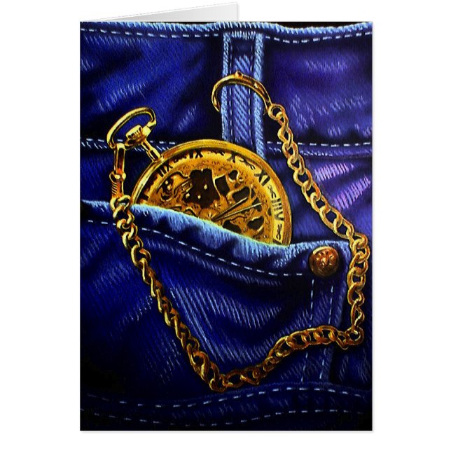 Guld- Pocketwatch Hälsningskort (Framsidan)