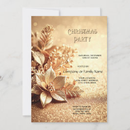 Guld Poinsettia Holiday Party Inbjudan