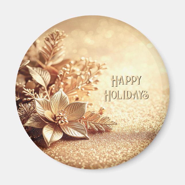 Guld Poinsettia Magnet (Framsidan)