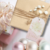 Guld Poinsettia Trendig Script Rosa Lycklig Helgda
