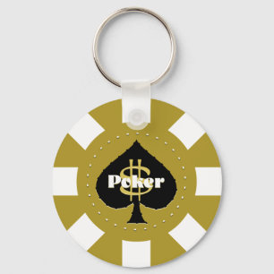 Guld- pokerchip Keychain Nyckelring