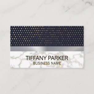 Guld Polka Dot Mönster Metallic Silver Marble Visitkort