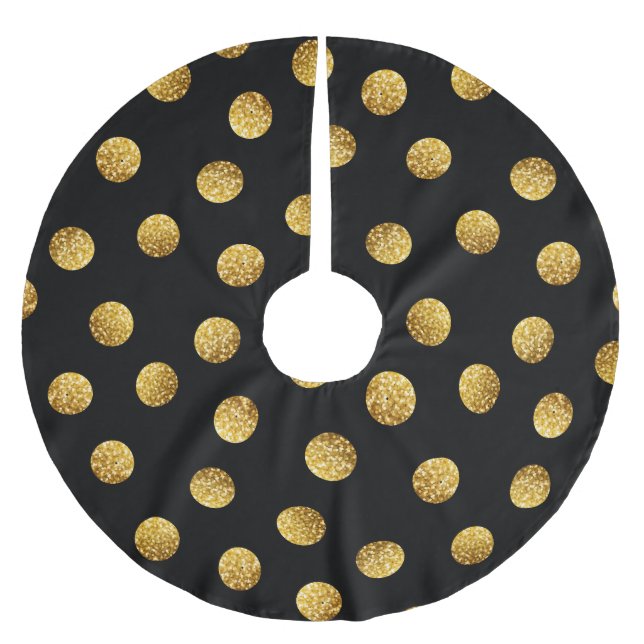 Guld Polka Dot: Sömnlös. Julgransmatta Borstad Polyester (Framsidan)