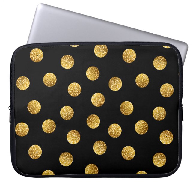 Guld Polka Dot: Sömnlös. Laptop Fodral (Framsidan)