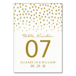 Guld Polka Dot - White & Guld - Bröllop Bordsnummer