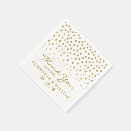 Guld Polka Dot - White & Guld - Bröllop Pappersservett
