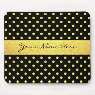 Guld- polka dots för elegant chic Faux på svart Musmatta