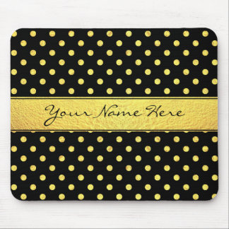 Guld- polka dots för elegant chic Faux på svart Musmatta