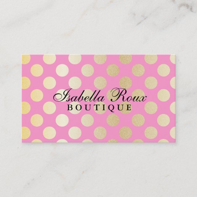 Guld- polka dots för Faux med rosor Visitkort (Framsida)