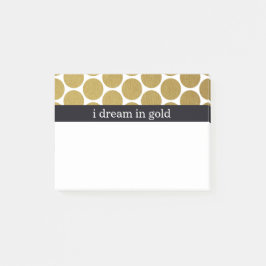 Guld Polka dots I Dream i Guld Post-it Block