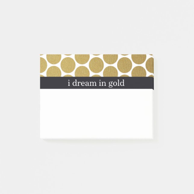 Guld Polka dots I Dream i Guld Post-it Block (Framsida)