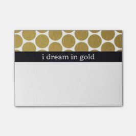 Guld Polka dots I Dream i Guld Post-it Block