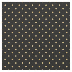 Guld Polka dots med svart bakgrund Tyg