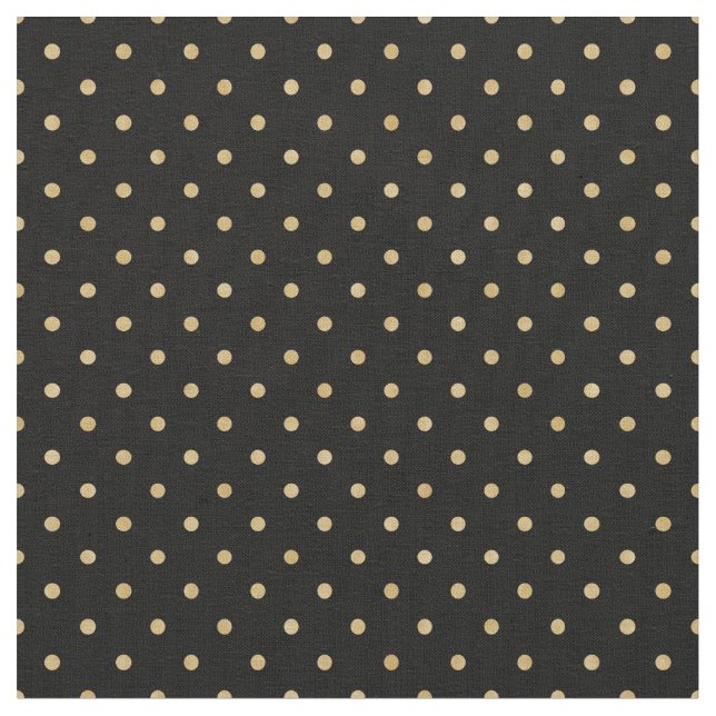 Guld Polka dots med svart bakgrund Tyg (Närbild)