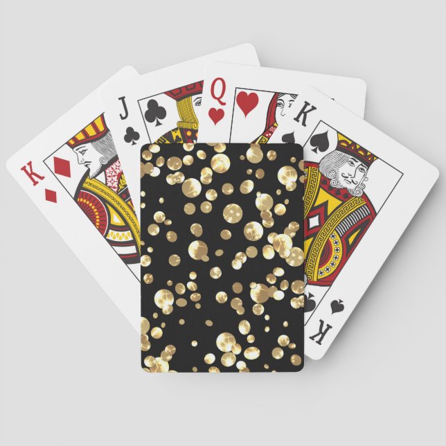 Guld polka dots mot svart bakgrund. casinokort (Baksidan)