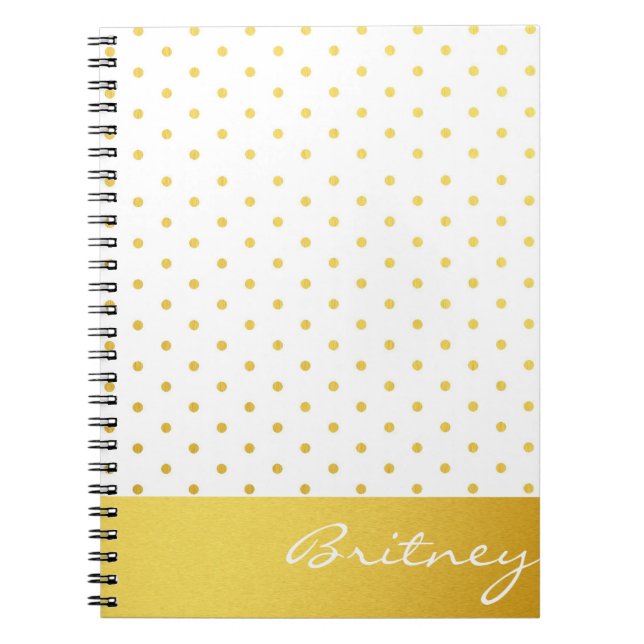 Guld- polka dots och monogram - anpassningsbar anteckningsbok (Framsidan)