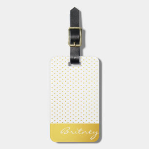 Guld- polka dots och monogram - anpassningsbar bagagebricka
