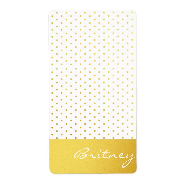 Guld polka dots och monogram - anpassningsbar fraktsedel (Framsidan)