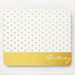 Guld- polka dots och monogram - anpassningsbar musmatta