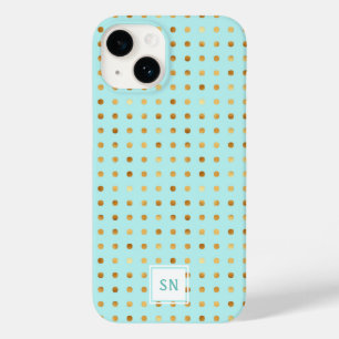 Guld Polka dots om Mint Grönt Mönster