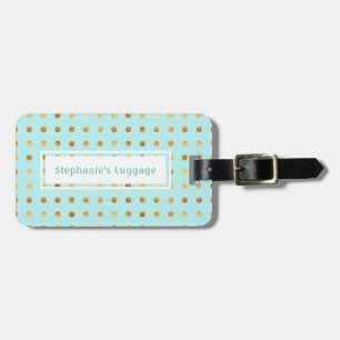 Guld Polka dots på Light Mint Grönt Mönster Bagagebricka