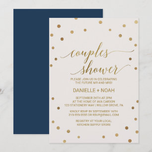 Guld Polka dots Par Shower Inbjudningar