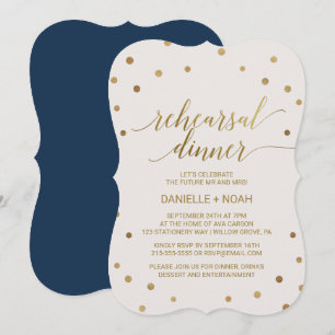 Guld Polka dots Rehearsal Dinner Inbjudningar