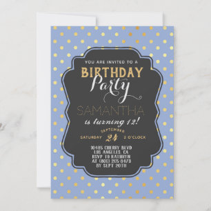 Guld Polkadot Birthday Inbjudningar