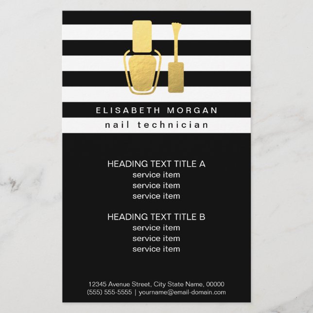 Guld polskt Flaska Nail-Trendig, strimlat Flygblad (Framsidan)