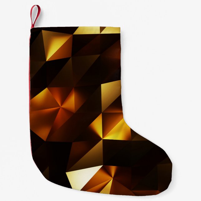 Guld Polygon: Återgivning av 3D-Abstrakt Liten Julstrumpa (Framsidan)