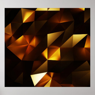 Guld Polygon: Återgivning av 3D-Abstrakt Poster