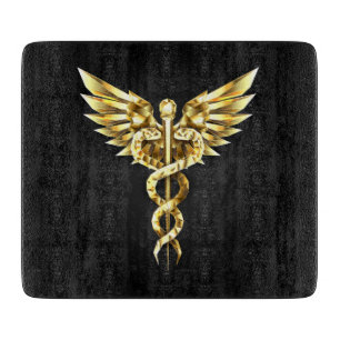 Guld Polygonal Symbol Caduceus